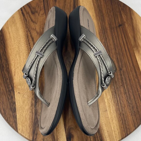 Minnetonka Silverthorne 5909041 Womens 11 M Gray Pewter Comfort Thong Sandals - Picture 11 of 14